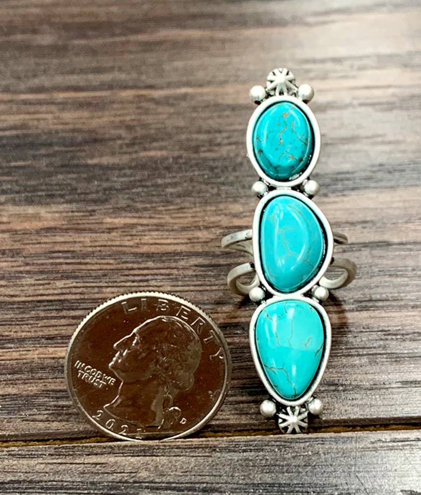 750396, Big Turquoise Adjustable Ring