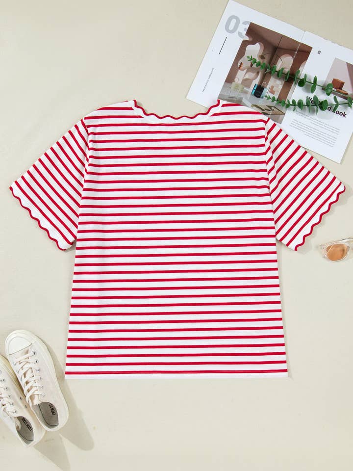 Preorder: Plus Stripe Scallop Tee