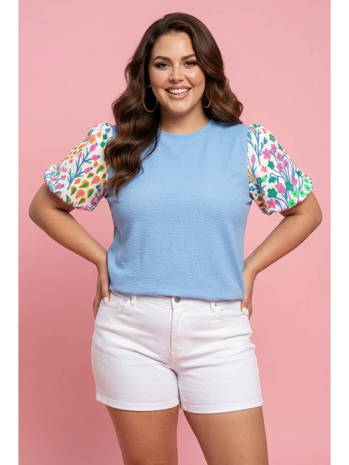Preorder: Plus Floral Sleeve Blouse