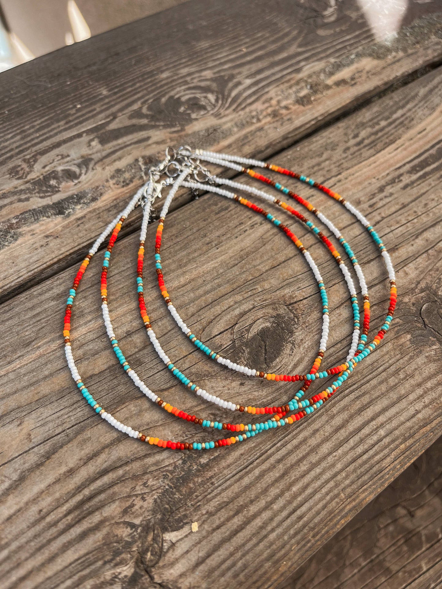 Western Boho Serape Neutral Tone Hand Beaded Choker