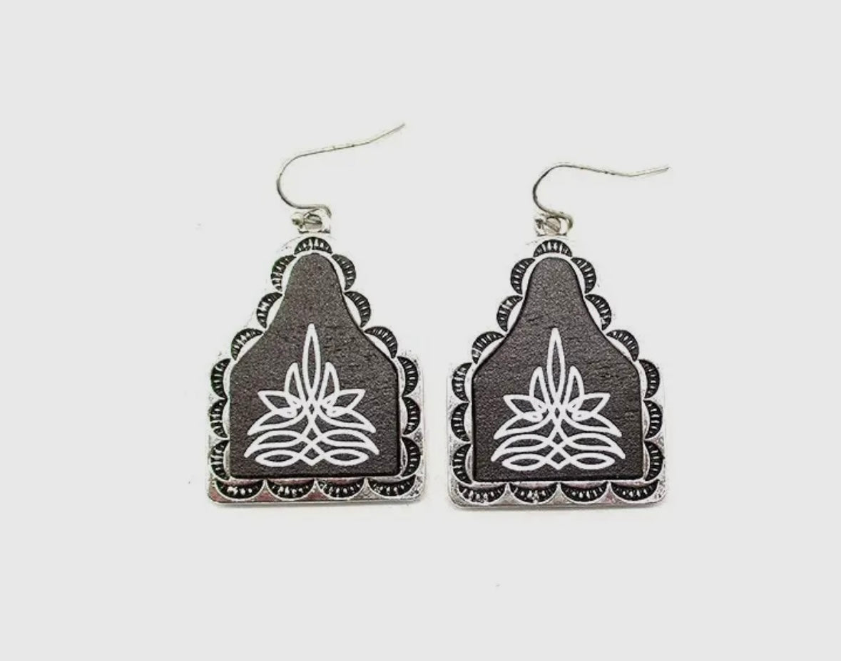 PREORDER Boot Stitch Cattle Tag Earrings
