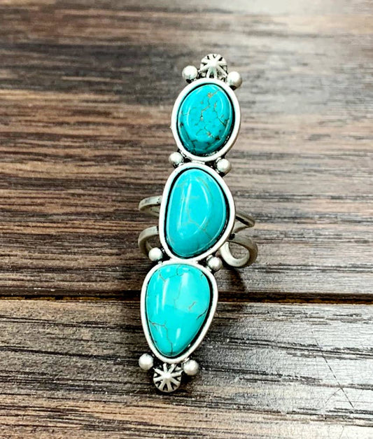 750396, Big Turquoise Adjustable Ring