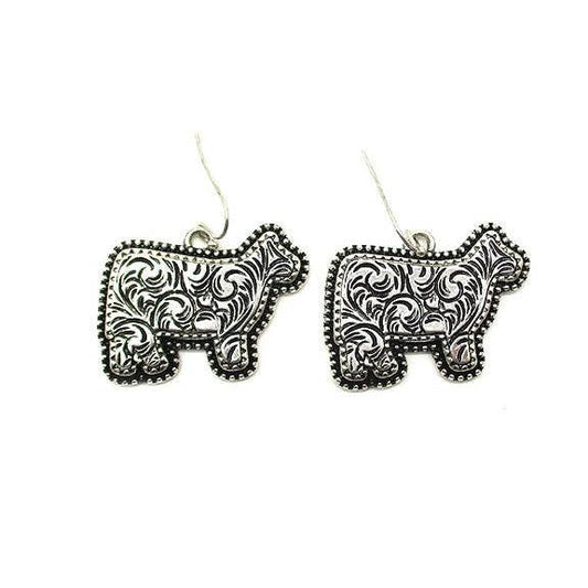 PREORDER Western Etched Cow Earrings
