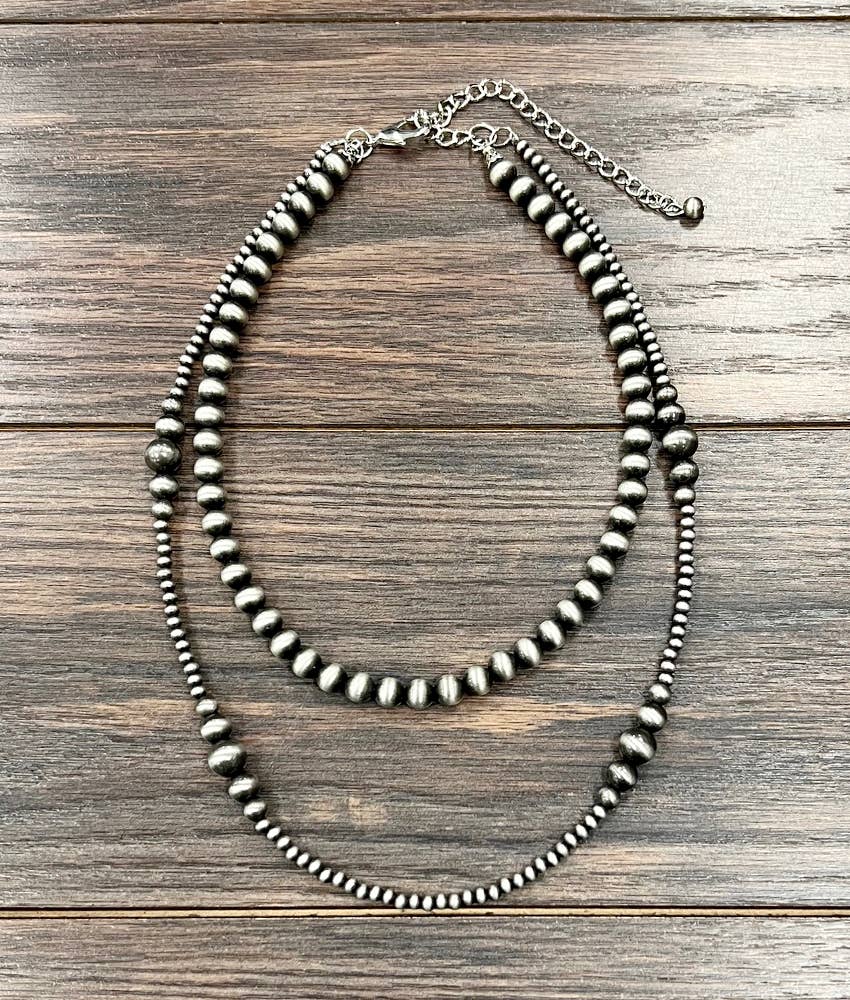 735689, Handmade 22" 2-strand Navajo Bead Necklace