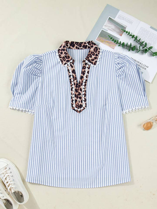 Preorder: Plus Leopard Patchwork Blouse