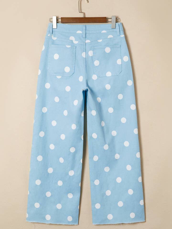 Preorder: Polka Dot Denim Raw Hem Jean