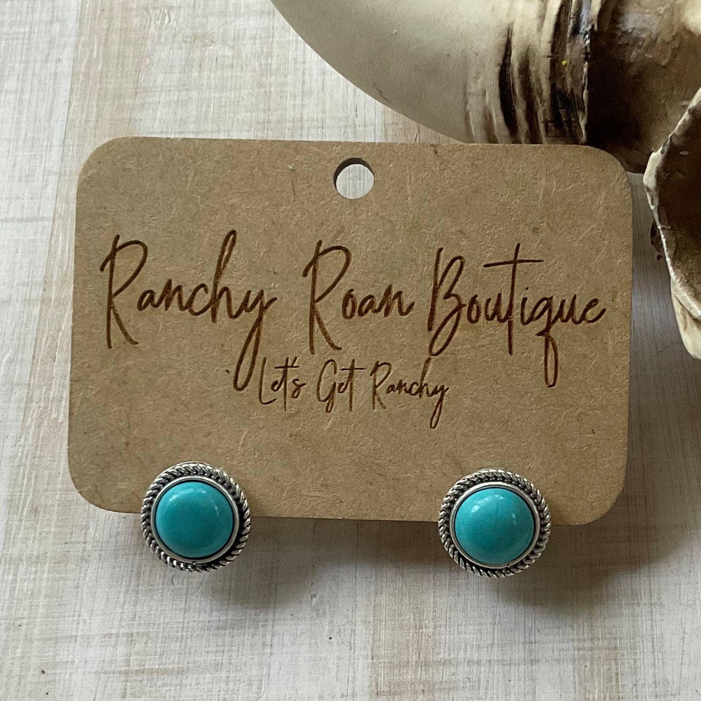 Preorder: Western Round Turquoise Stone Stud Earrings
