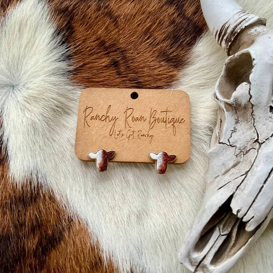 Preorder: Brown Cow Stud Earrings