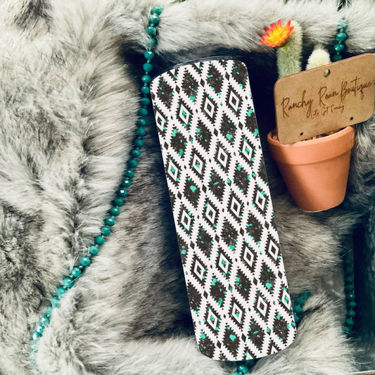 Preorder: Tribal Acid Wash Cowhide 20oz Skinny Tumbler