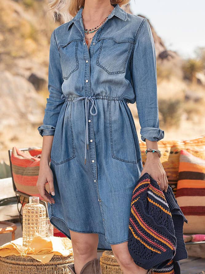 PREORDER Denim Button Up Dress