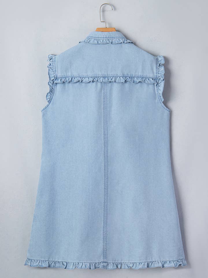 Preorder: Denim Ruffle Trim Dress