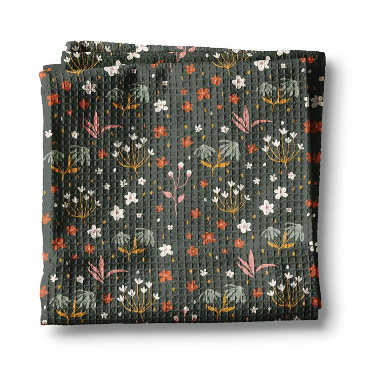 Boho Floral Kitchen Waffle Towel