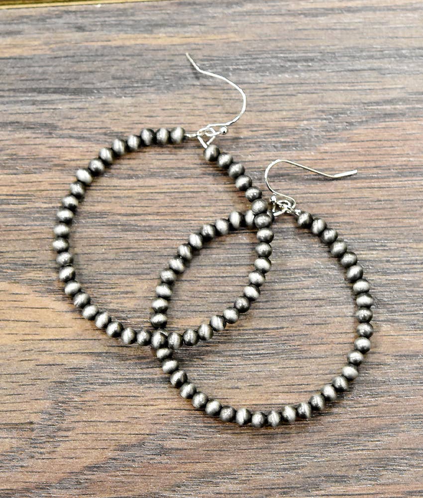 721221, 45mm Hoop, 4mm Navajo Bead Earrings