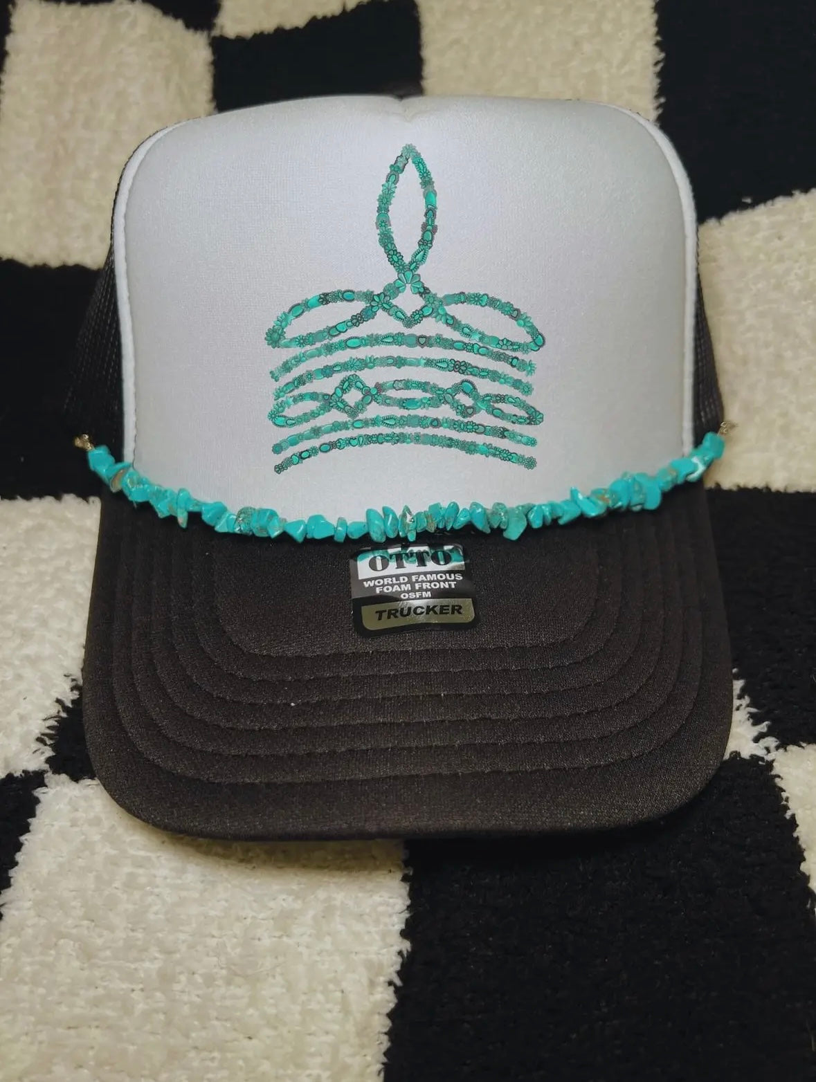 Turquoise Hat with Chain