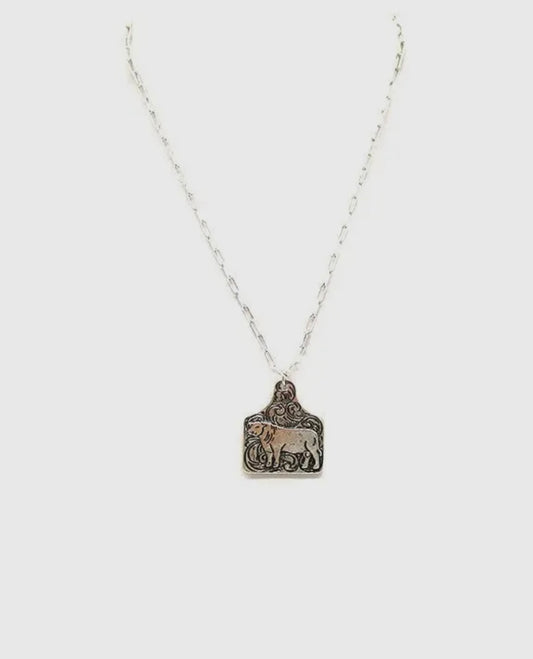 PREORDER Western Pig/Cow Etched Cattle Tag Necklace