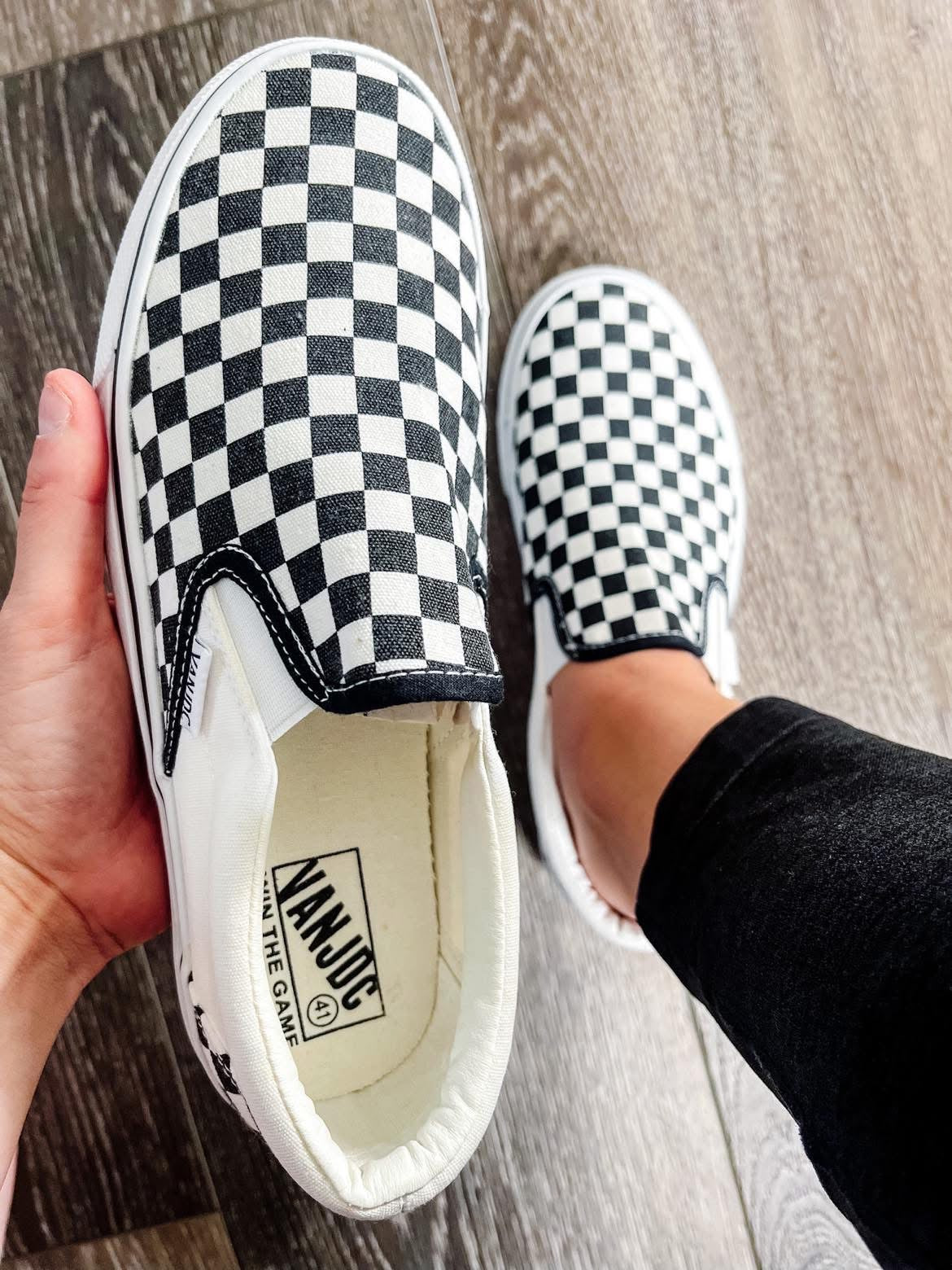 Adult Checkered Slip On Shoes