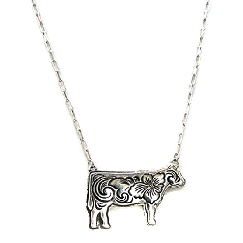 PREORDER Western Etched Cow Necklace