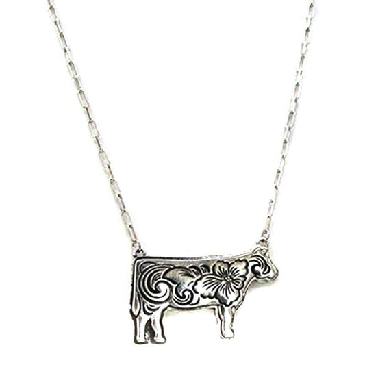PREORDER Western Etched Cow Necklace