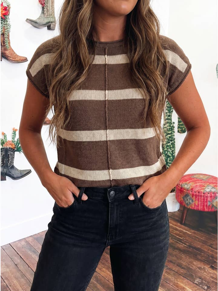 Preorder: Western Brown Striped Sweater