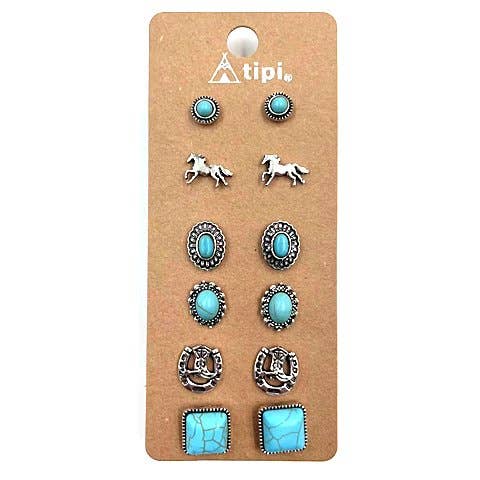 PREORDER Western 6 Pair Horse Earrings