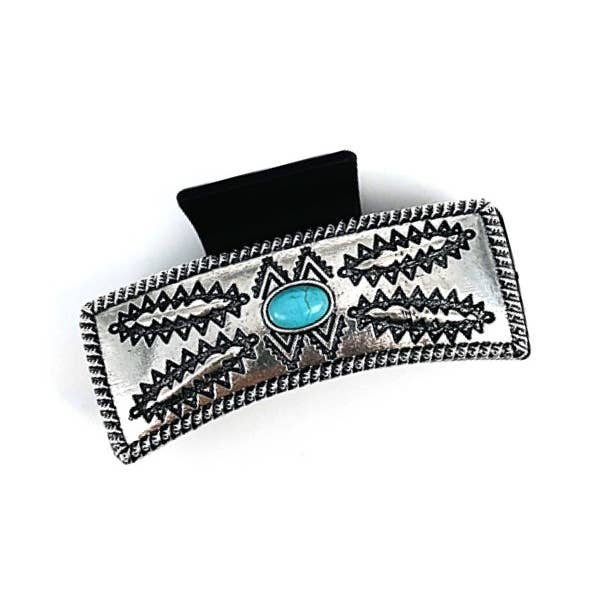 PREORDER Western Turquoise Oval Claw Clip