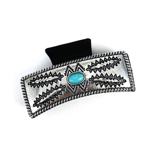 PREORDER Western Turquoise Oval Claw Clip