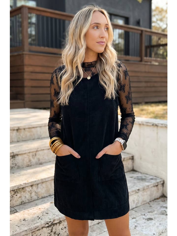Preorder: Plus Sleeveless Corduroy Mini Dress