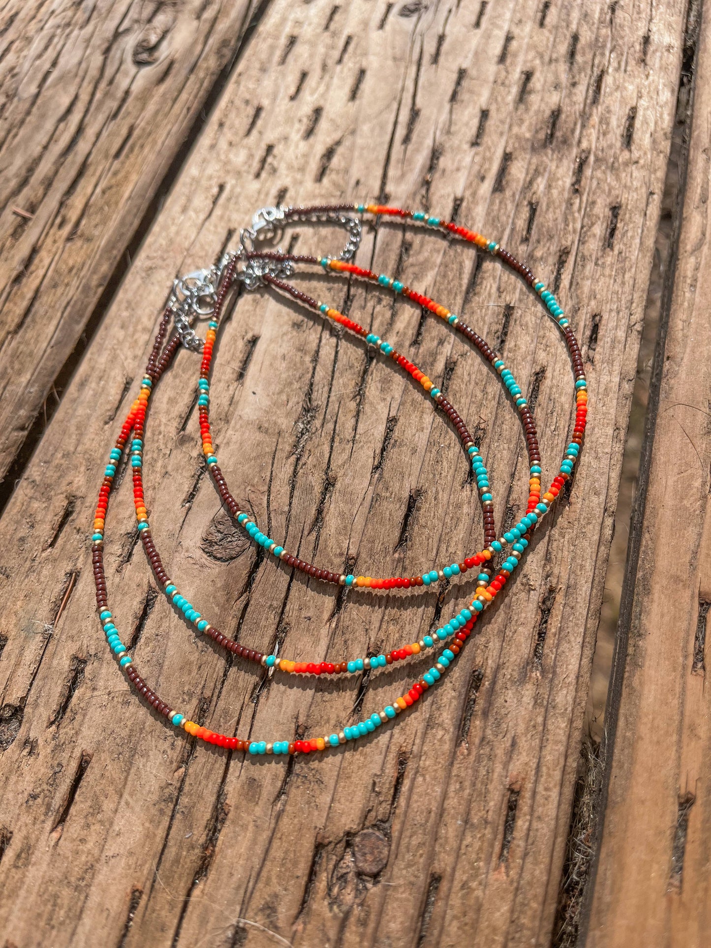 Western Boho Serape Neutral Tone Hand Beaded Choker