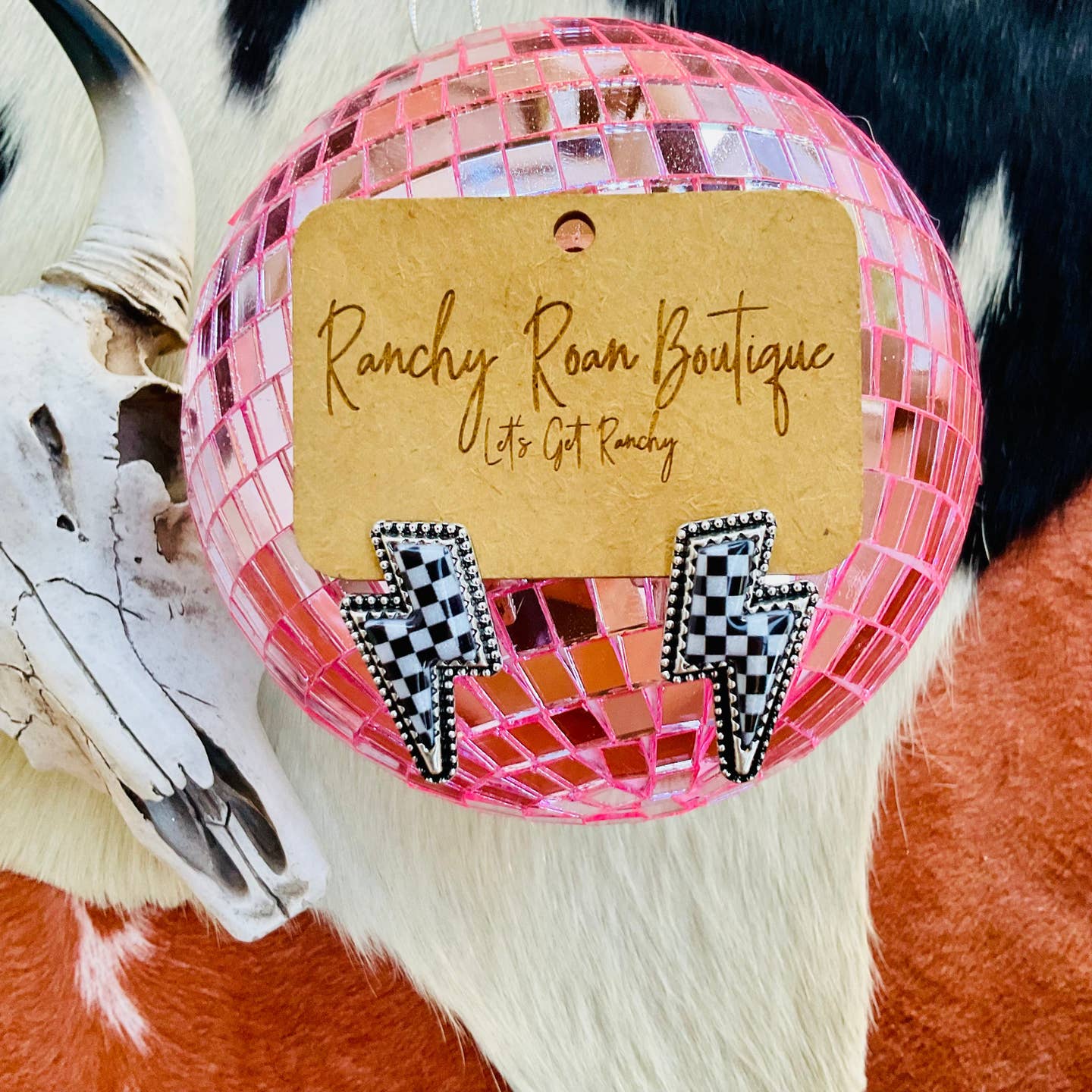 Preorder: Checkered Thunder Stud Earrings