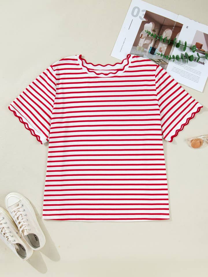 Preorder: Plus Stripe Scallop Tee