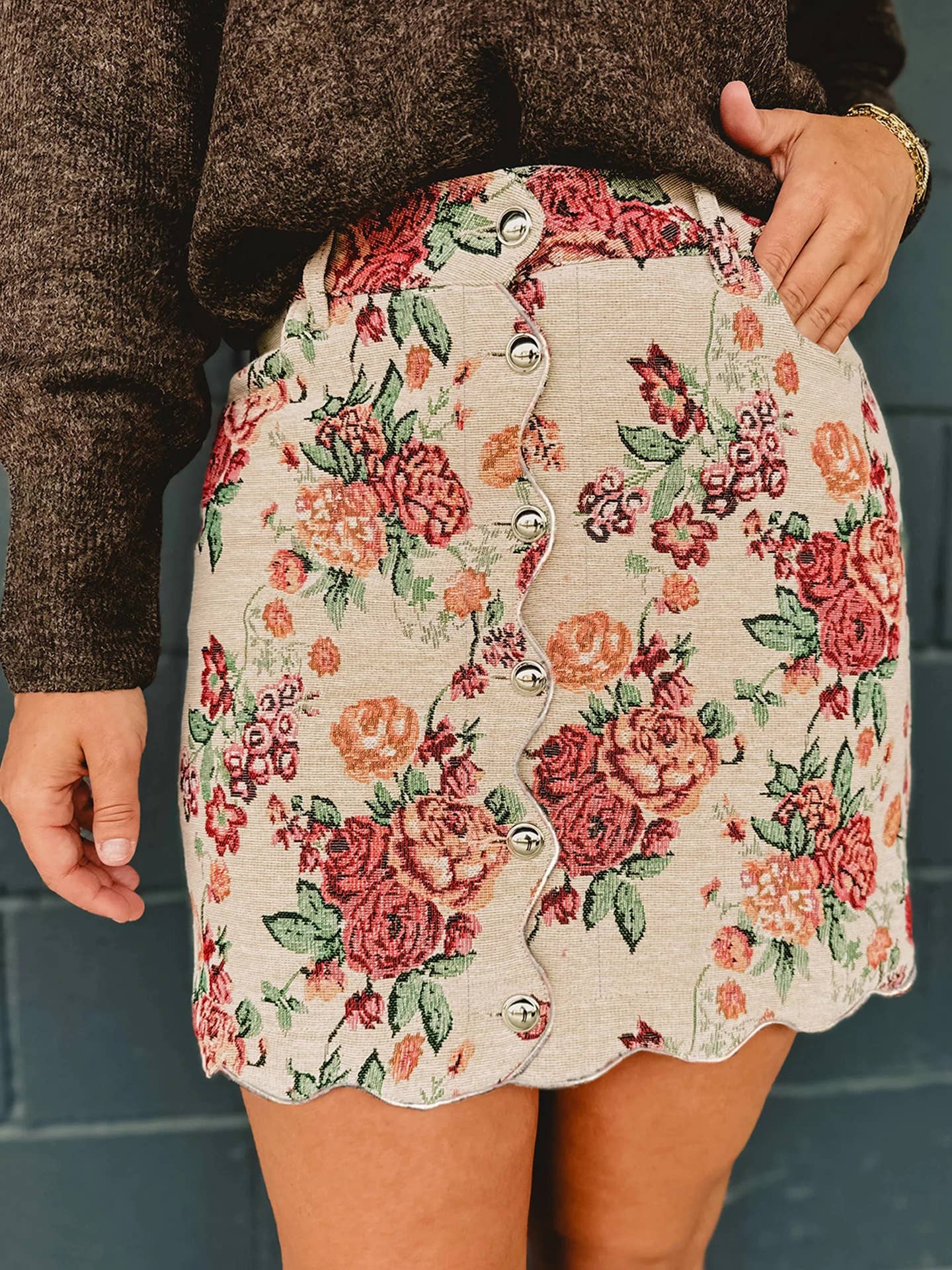 Preorder: Floral Scalloped Trim Skirt