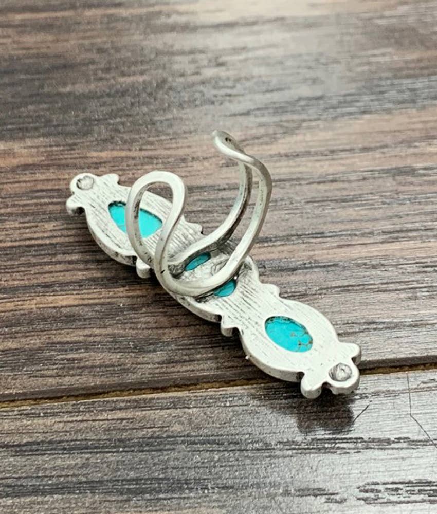750396, Big Turquoise Adjustable Ring