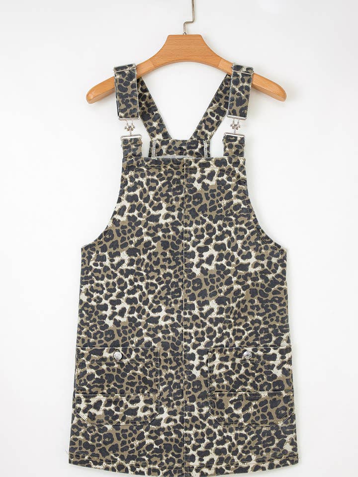 Preorder: Leopard Denim Pocketed Dress