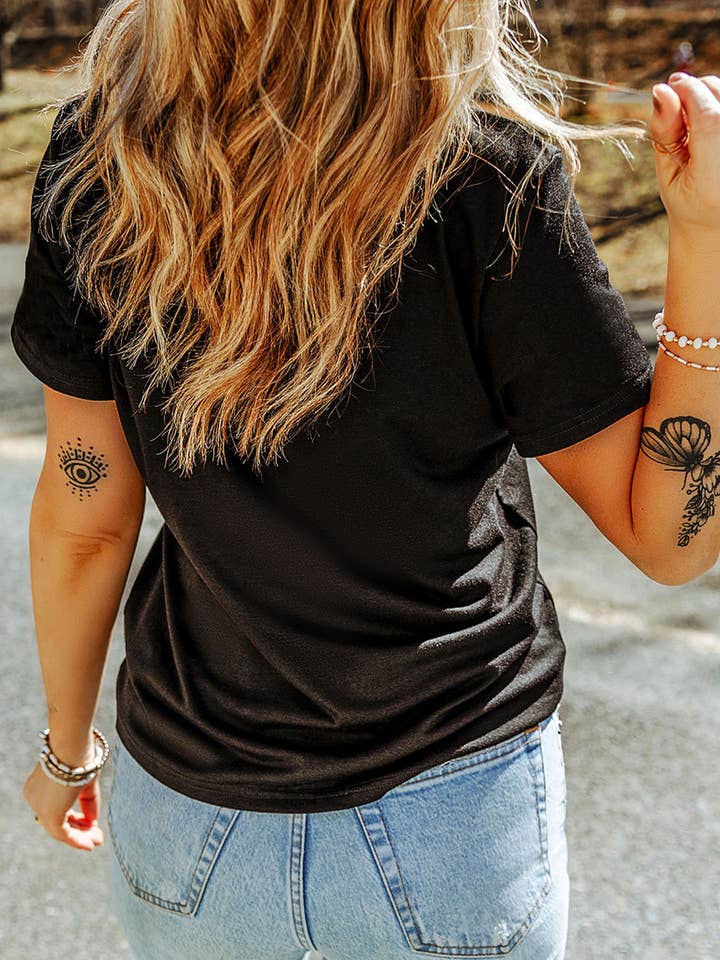 Preorder: Black Western Boot Stitch Tee