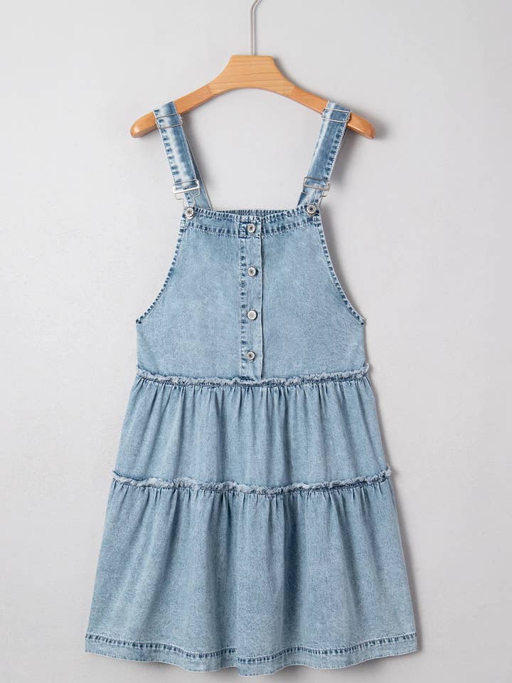 Preorder: Light Wash Denim Tiered Dress