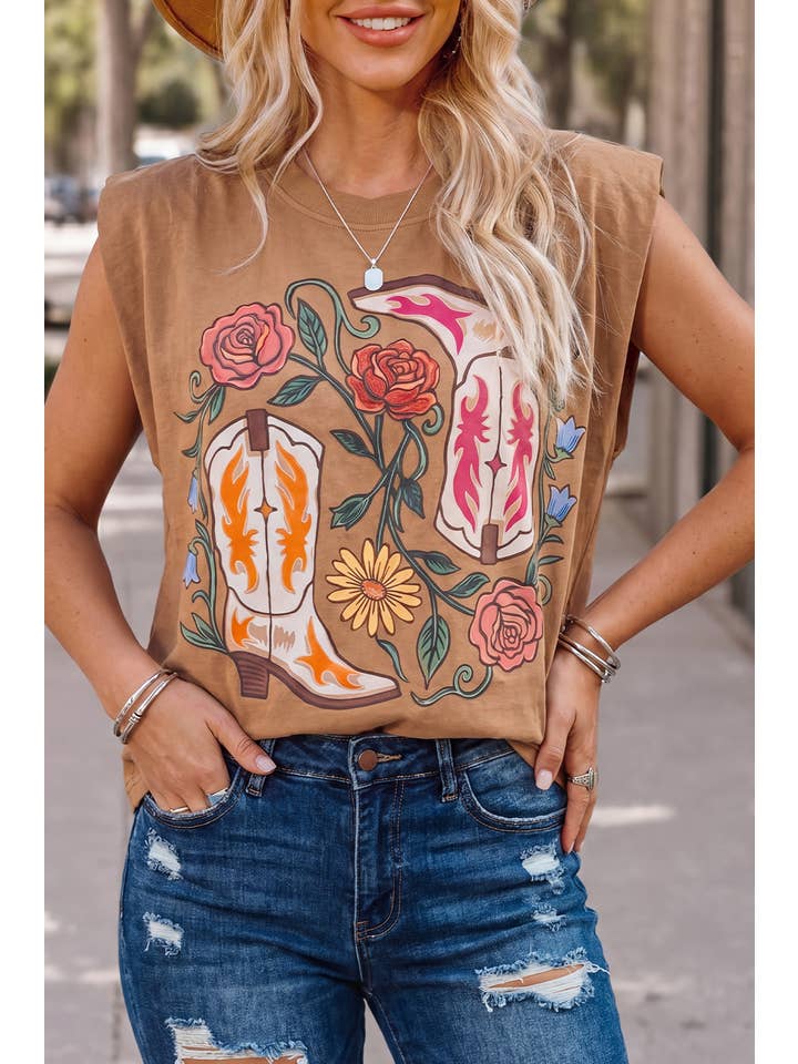 Preorder: Western Floral Print Top