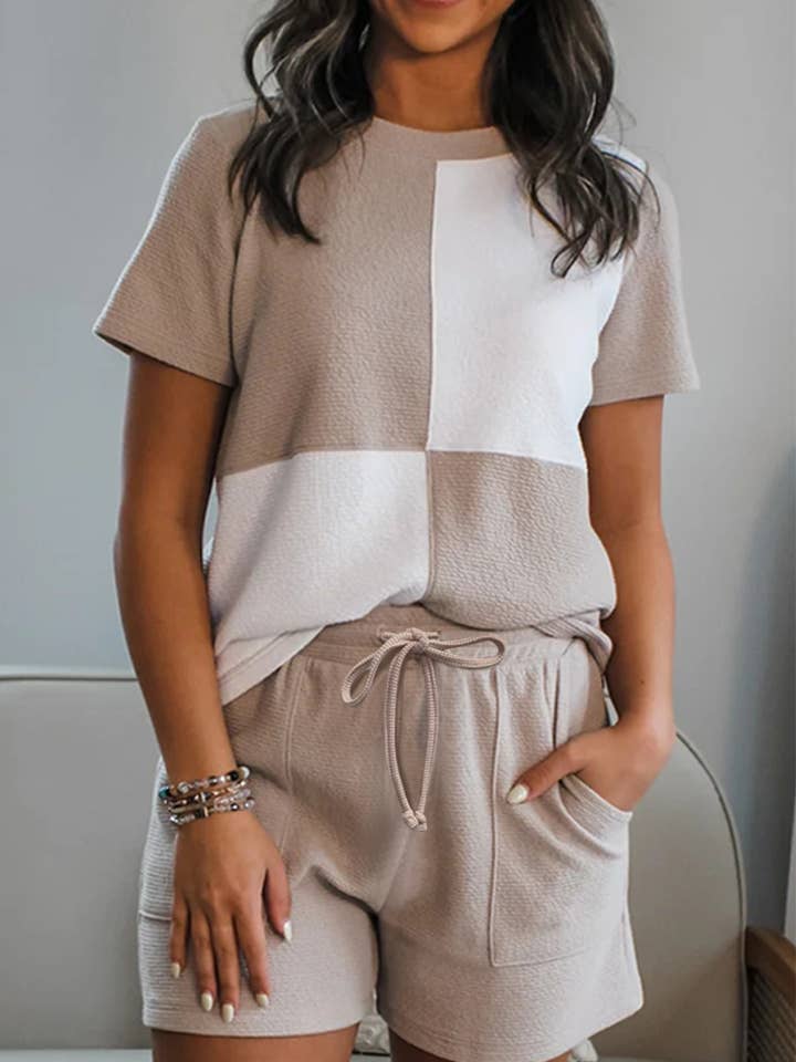 Preorder: Textured Colorblock Tee and Short Set