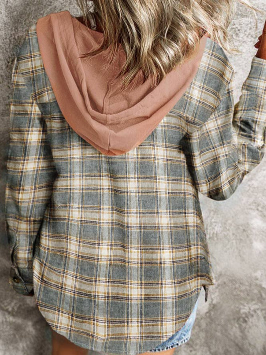 PREORDER Plaid Button Up Hooded Jacket