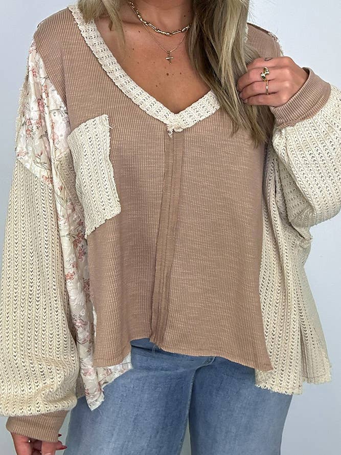 PREORDER Floral Waffle Knit Top