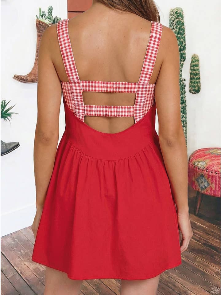Preorder: Gingham Contrast Mini Dress