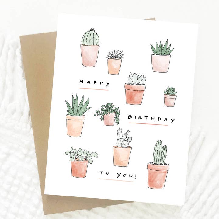 Succulent Happy Birthday Card