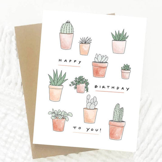 Succulent Happy Birthday Card