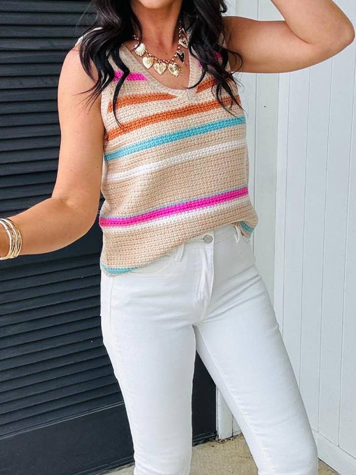 Preorder: Striped Texture Knit Sweater