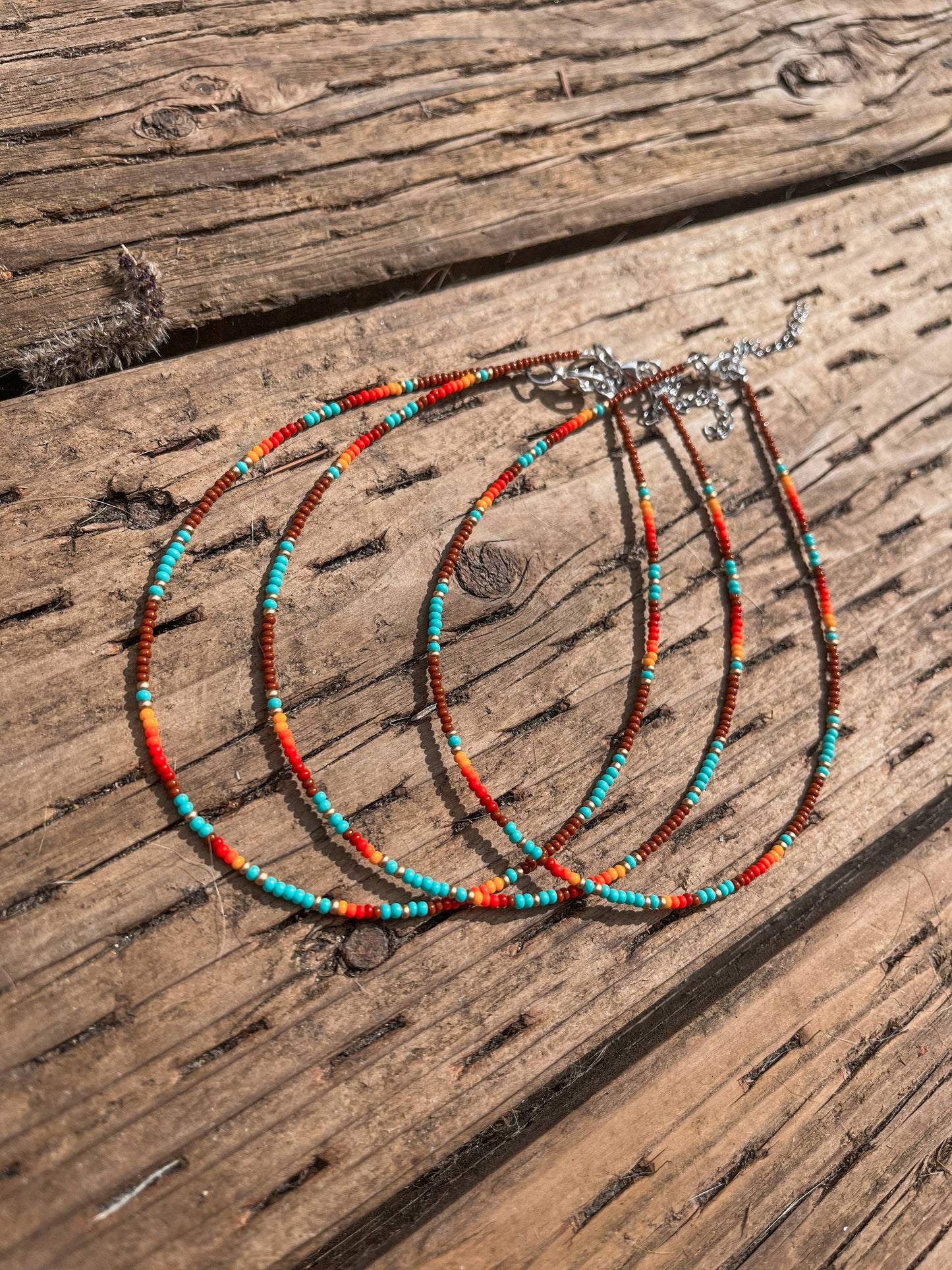 Western Boho Serape Neutral Tone Hand Beaded Choker