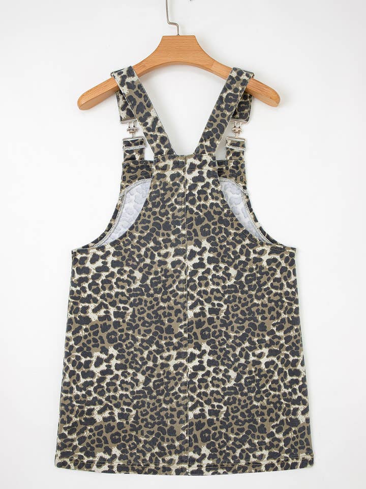 Preorder: Leopard Denim Pocketed Dress