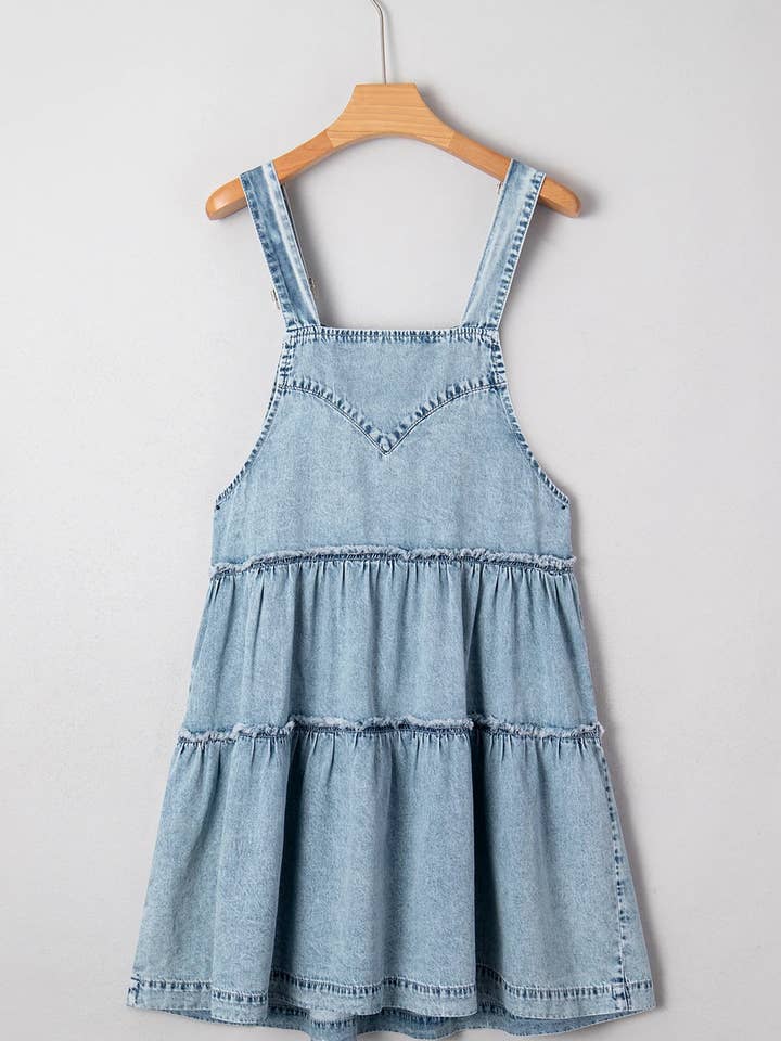 Preorder: Light Wash Denim Tiered Dress