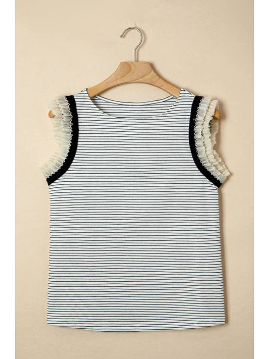 Preorder: Stripe Ruffle Contrast Tank Top