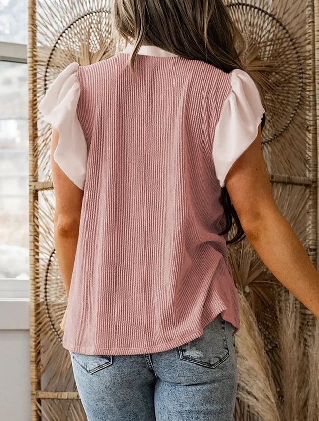 Preorder: Plus Contrast Frilled Blouse