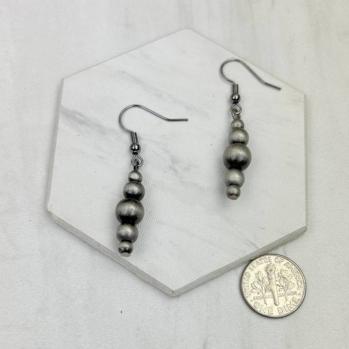 Silver Navajo Pearl Bead Earrings