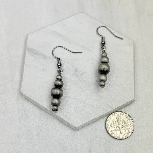 Silver Navajo Pearl Bead Earrings